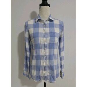 J Crew‎ Womens Button Down Shirt Size S 100% Cotton Checkered Purple White